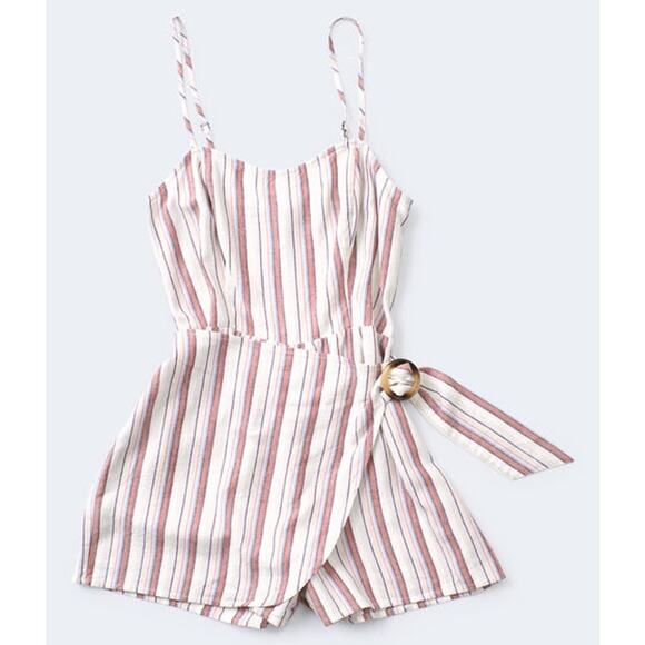 Aeropostale Large Striped Wrap Romper - Picture 1 of 6